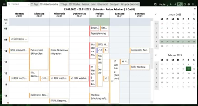 Screenshot der Tobit David Arbeitswochenansicht im Gruppenkalender.
